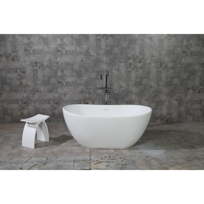 Arcticstone VRTRS573224 57-Inch Solid Surface Oval Double Slipper Freestanding Tub with Drain, Matte White