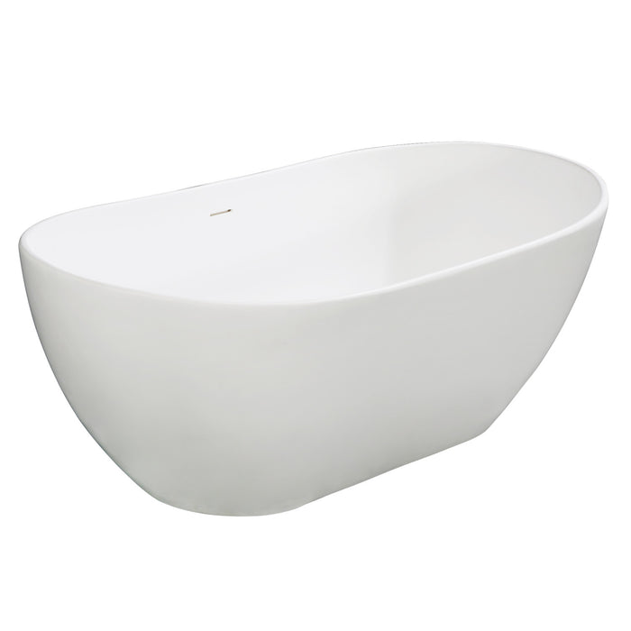 Kingston Sona VRTRS653224 - Arcticstone 65-Inch Solid Surface Oval Double Slipper Freestanding Tub with Drain, Matte White