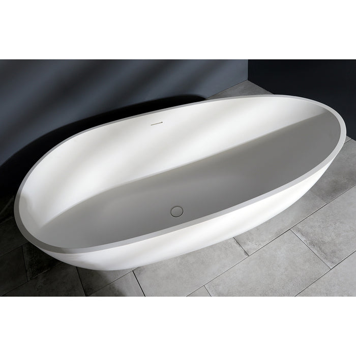 Kingston Sona VRTRS673422 - Arcticstone 67-Inch Solid Surface Egg Shaped Double Ended Freestanding Tub with Drain, Matte White