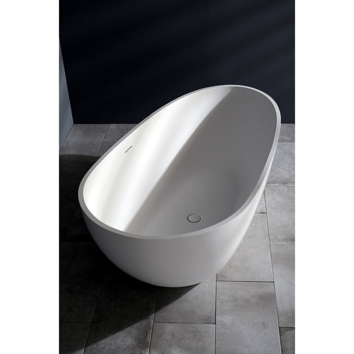 Kingston Sona VRTRS673422 - Arcticstone 67-Inch Solid Surface Egg Shaped Double Ended Freestanding Tub with Drain, Matte White