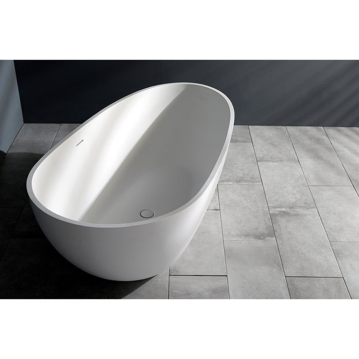 Kingston Sona VRTRS673422 - Arcticstone 67-Inch Solid Surface Egg Shaped Double Ended Freestanding Tub with Drain, Matte White