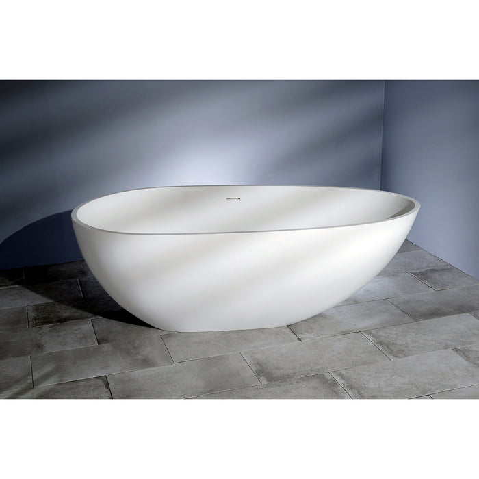 Kingston Sona VRTRS673422 - Arcticstone 67-Inch Solid Surface Egg Shaped Double Ended Freestanding Tub with Drain, Matte White