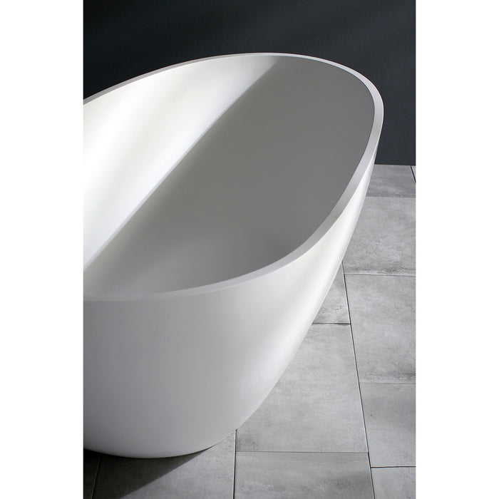 Kingston Sona VRTRS673422 - Arcticstone 67-Inch Solid Surface Egg Shaped Double Ended Freestanding Tub with Drain, Matte White