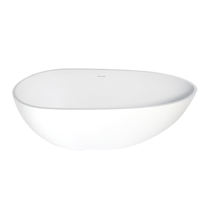 Kingston Sona VRTRS673422 - Arcticstone 67-Inch Solid Surface Egg Shaped Double Ended Freestanding Tub with Drain, Matte White