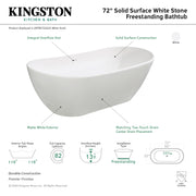Kingston Sona VRTRS723223 - Arcticstone 72-Inch Solid Surface Oval Dou