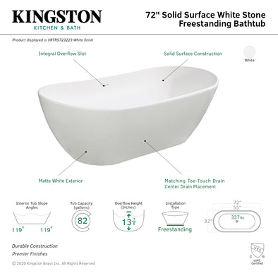 Kingston Brass Arcticstone VRTRS723223 72-Inch Solid Surface Oval