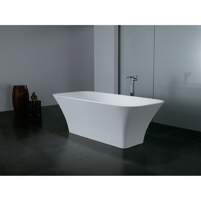 Kingston Sona VRTSQ683222 - Arcticstone 68-Inch Solid Surface Rectangular Double Ended Freestanding Tub with Drain, Matte White
