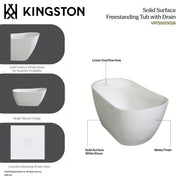 Kingston Sona VRTSS513026 - Arcticstone 52-Inch Solid Surface Oval