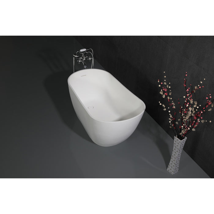 Arcticstone VRTSS513026 52-Inch Solid Surface Oval Single Slipper Freestanding Tub with Drain, Glossy White/Matte White