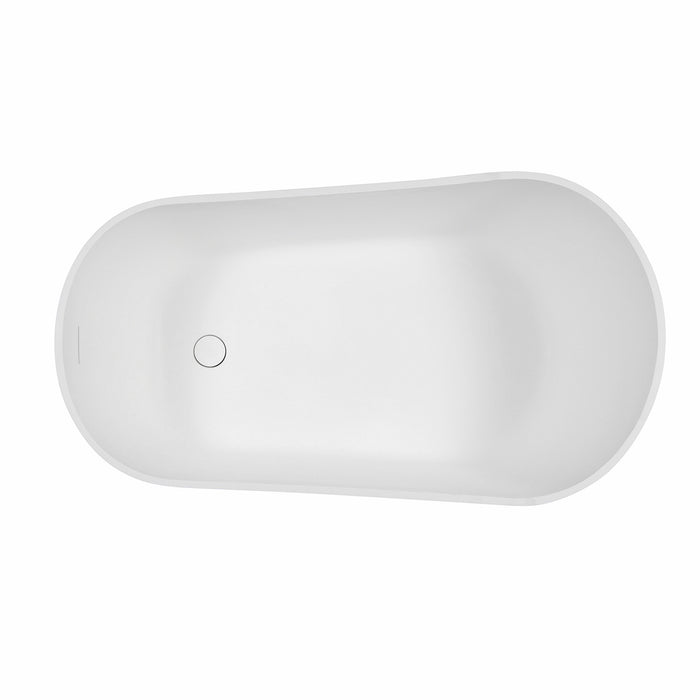 Arcticstone VRTSS513026WG 52-Inch Solid Surface Oval Single Slipper Freestanding Tub with Drain, Glossy White/Matte Gray