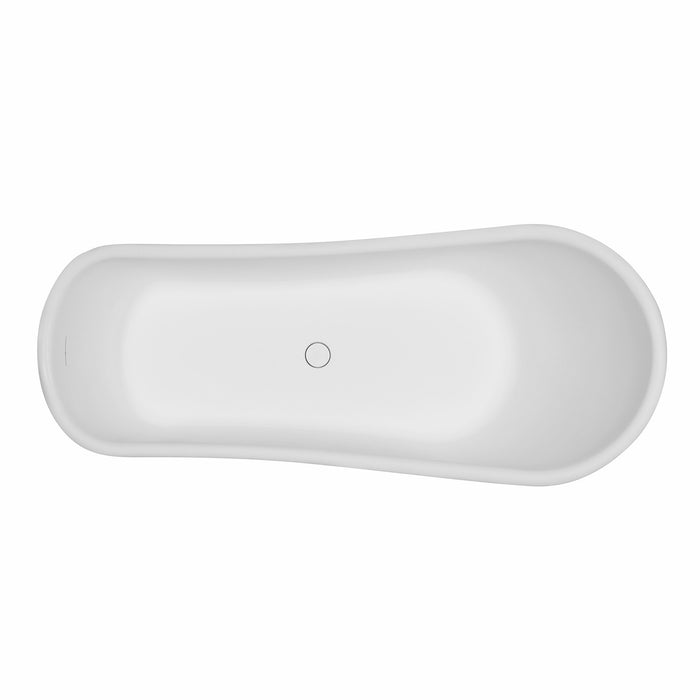 Kingston Arcticstone VRTSS673026 68-Inch Solid Surface Oval Single Slipper Pedestal Tub with Drain (No Faucet Drillings), Glossy White/Matte White