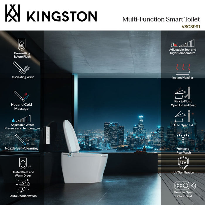 Edison VSC3991 Smart Toilet, White/Grey