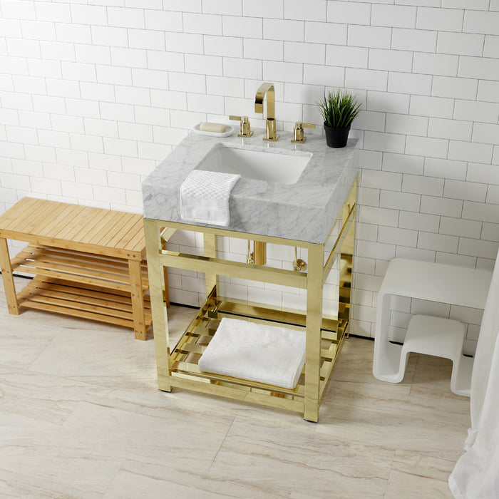 Kingston Commercial VSP2522A2 Steel Console Sink Base, Polished Brass