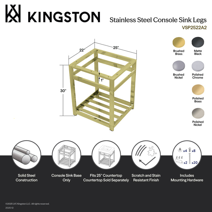 Kingston Sona VSP2522A7 - Kingston Commercial Steel Console Sink Base, Brushed Brass