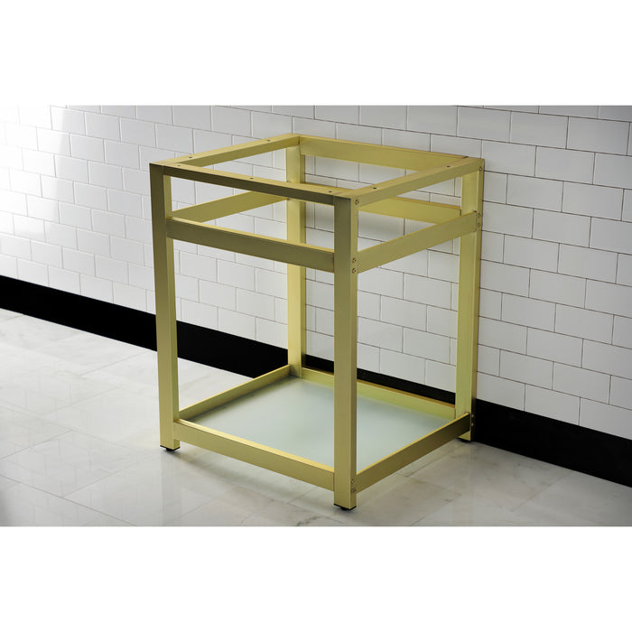 Kingston Kingston Commercial VSP2522B7 Steel Console Sink Base with Glass Shelf, Frosted Glass/Brushed Brass