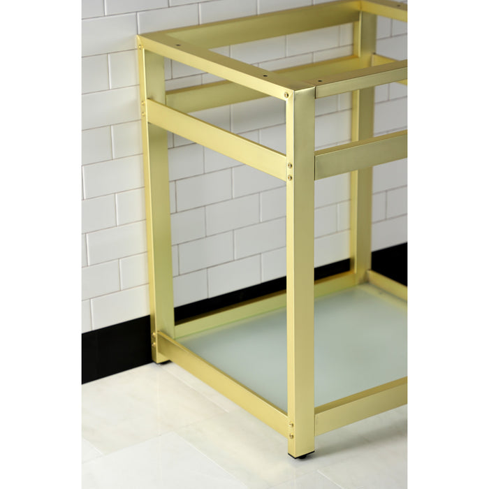 Kingston Kingston Commercial VSP2522B7 Steel Console Sink Base with Glass Shelf, Frosted Glass/Brushed Brass