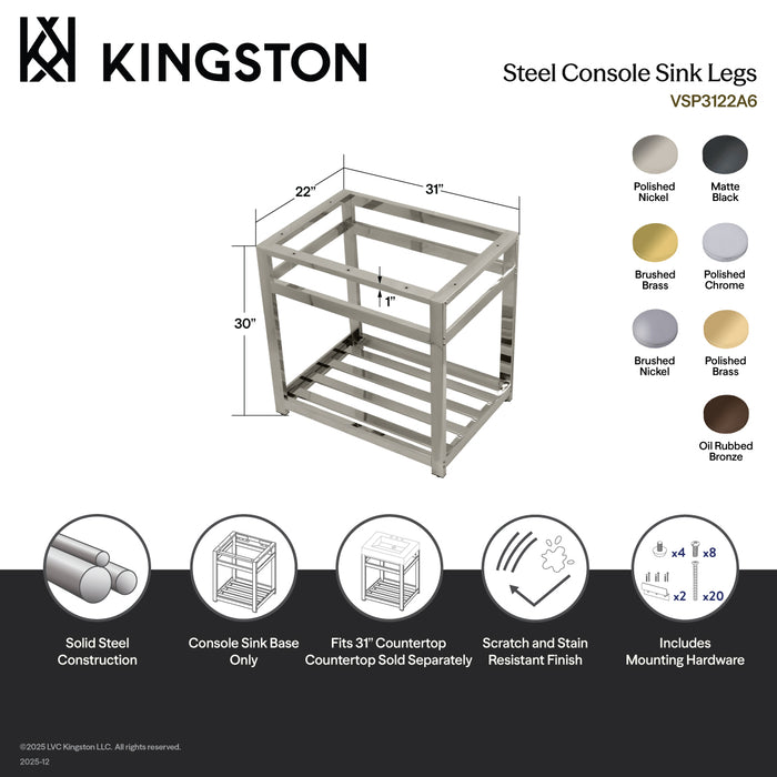 Kingston Sona VSP3122A1 - Kingston Commercial Steel Console Sink Base, Polished Chrome