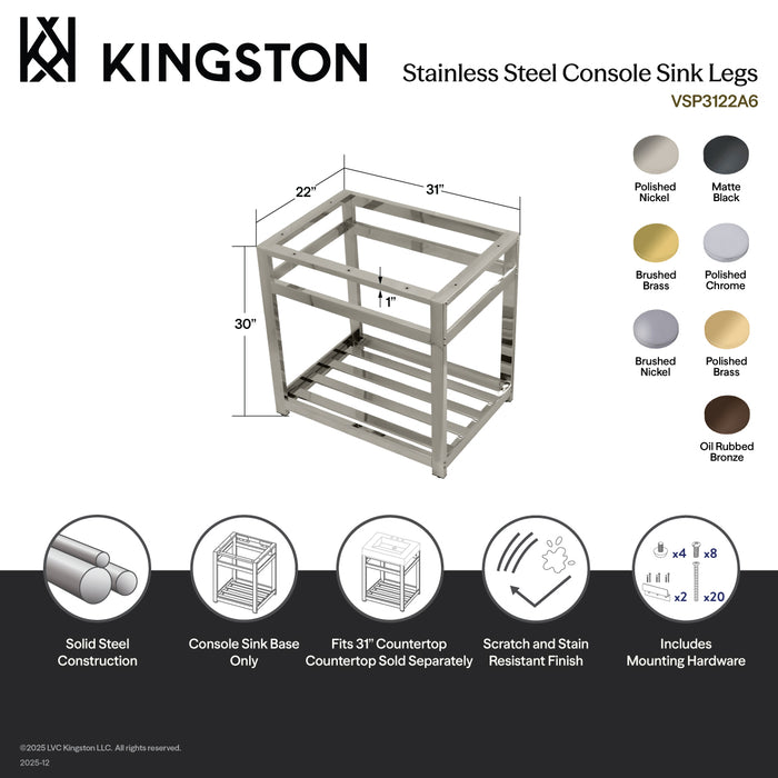 Kingston Sona VSP3122A2 - Kingston Commercial Steel Console Sink Base, Polished Brass