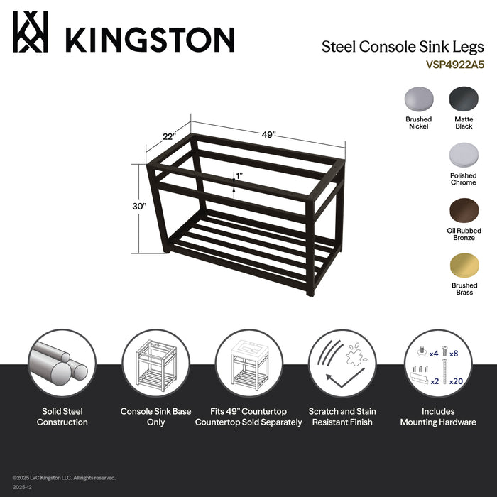 Kingston Sona VSP4922A7 - Kingston Commercial Steel Console Sink Base, Brushed Brass