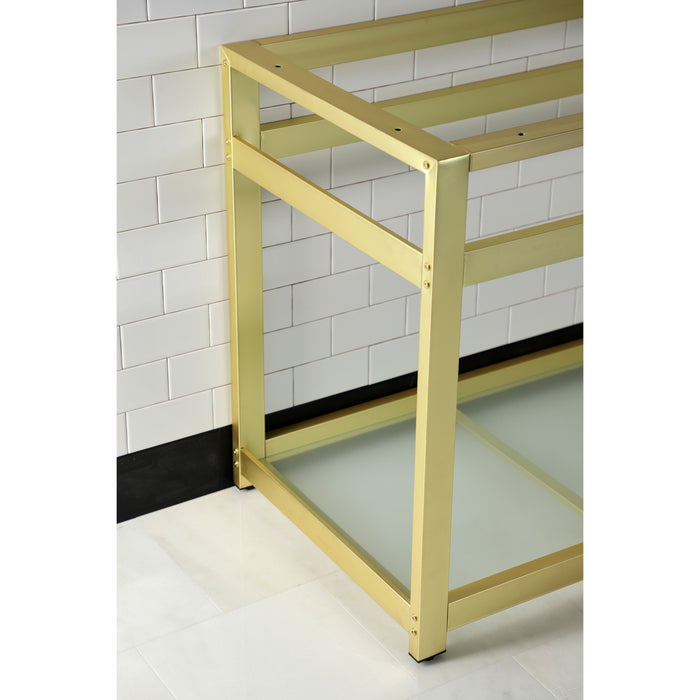 Kingston Kingston Commercial VSP4922B7 Steel Console Sink Base with Glass Shelf, Frosted Glass/Brushed Brass