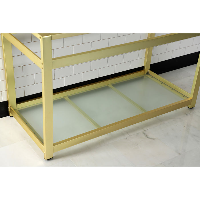 Kingston Kingston Commercial VSP4922B7 Steel Console Sink Base with Glass Shelf, Frosted Glass/Brushed Brass