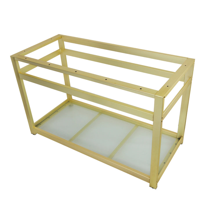 Kingston Kingston Commercial VSP4922B7 Steel Console Sink Base with Glass Shelf, Frosted Glass/Brushed Brass