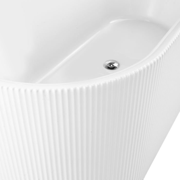 Kingston Aqua Eden VT593023E 59-Inch Acrylic Oval Double Ended Freestanding Tub with Drain, Glossy White