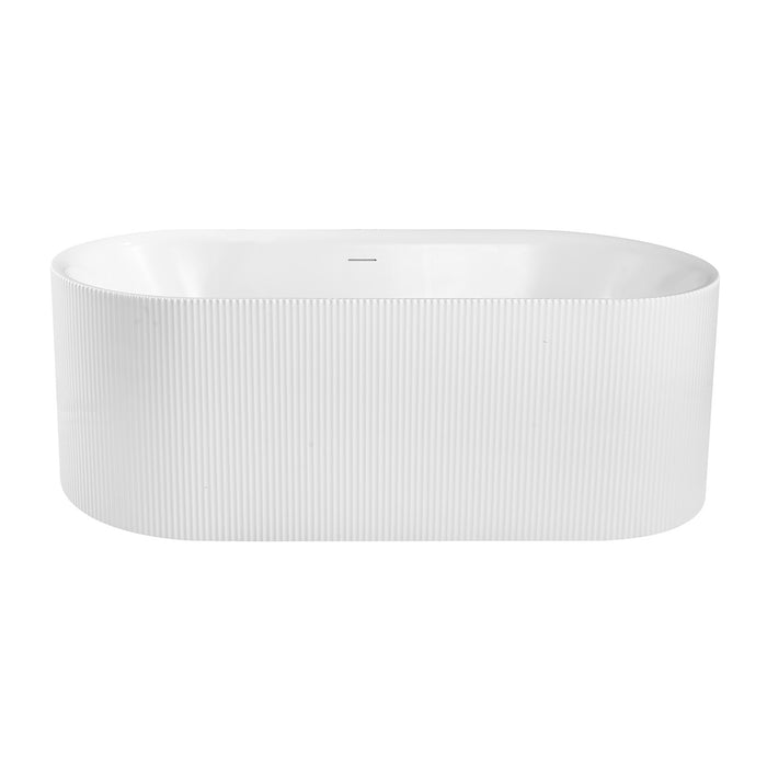 Kingston Aqua Eden VT593023E 59-Inch Acrylic Oval Double Ended Freestanding Tub with Drain, Glossy White