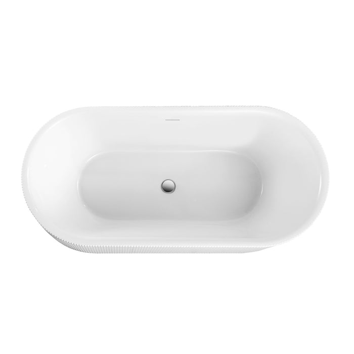 Kingston Aqua Eden VT593023E 59-Inch Acrylic Oval Double Ended Freestanding Tub with Drain, Glossy White