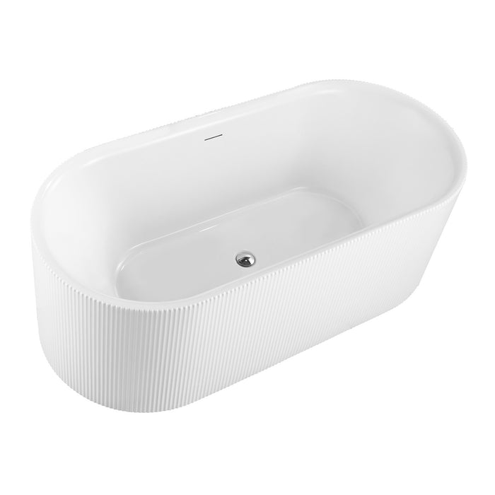 Kingston Aqua Eden VT593023E 59-Inch Acrylic Oval Double Ended Freestanding Tub with Drain, Glossy White