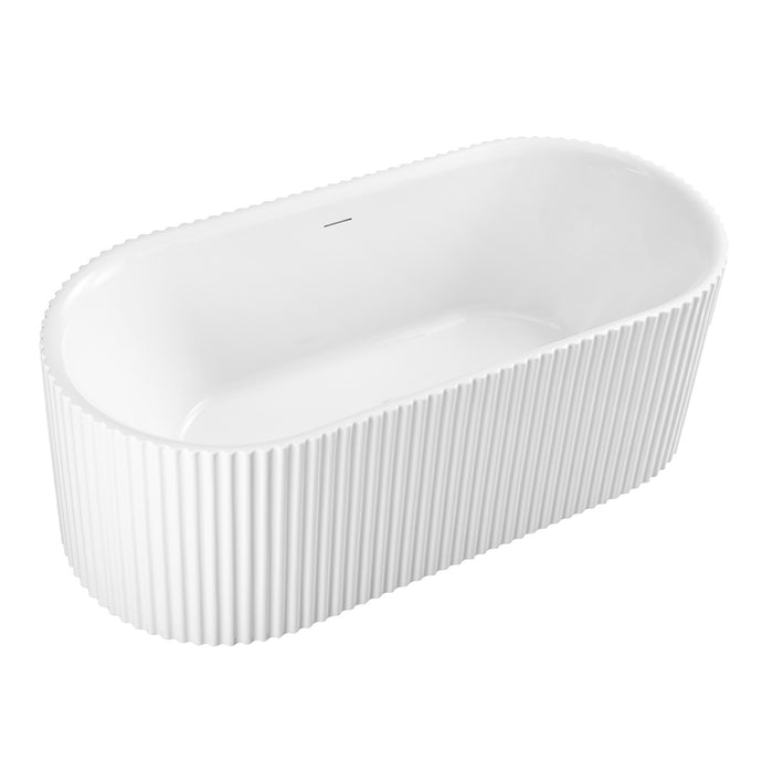 Kingston Aqua Eden VT683223E 68-Inch Acrylic Oval Double Ended Freestanding Tub with Drain, Glossy White