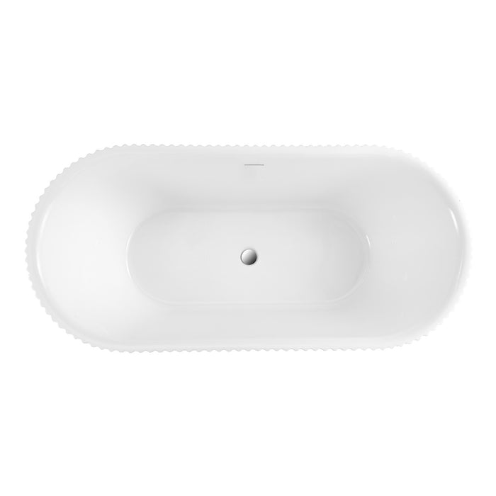 Kingston Aqua Eden VT683223E 68-Inch Acrylic Oval Double Ended Freestanding Tub with Drain, Glossy White