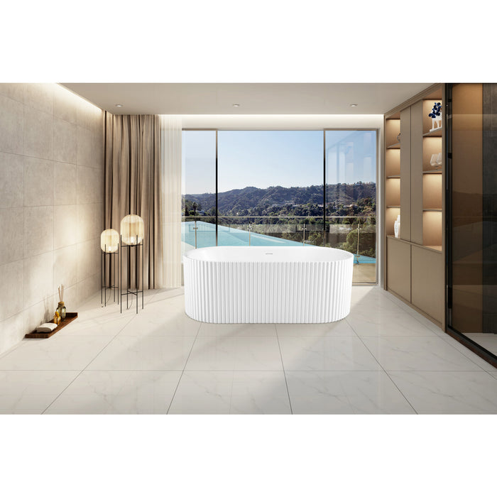 Kingston Aqua Eden VT683223E 68-Inch Acrylic Oval Double Ended Freestanding Tub with Drain, Glossy White