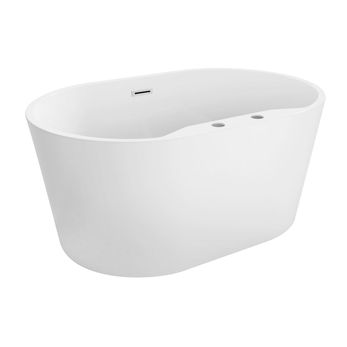 Kingston Sona VT7DE513423 - Aqua Eden 51-Inch Acrylic Oval Double Ended Freestanding Tub with Drain, Glossy White