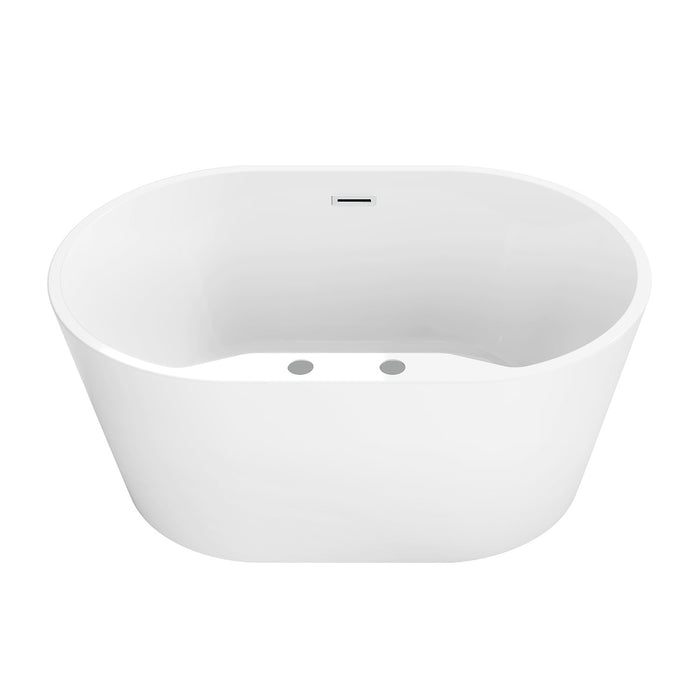 Kingston Sona VT7DE513423 - Aqua Eden 51-Inch Acrylic Oval Double Ended Freestanding Tub with Drain, Glossy White