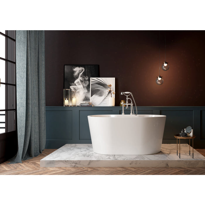 Kingston Sona VT7DE513423 - Aqua Eden 51-Inch Acrylic Oval Double Ended Freestanding Tub with Drain, Glossy White