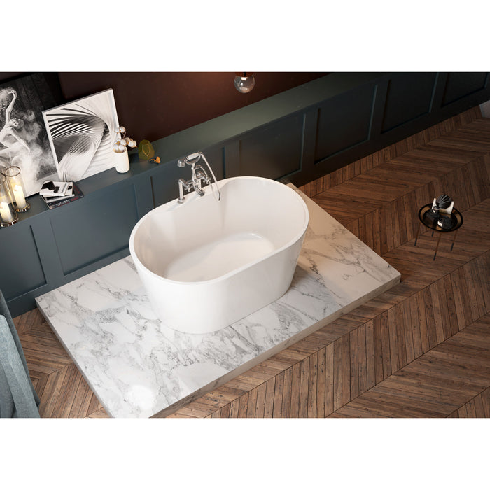 Kingston Sona VT7DE513423 - Aqua Eden 51-Inch Acrylic Oval Double Ended Freestanding Tub with Drain, Glossy White