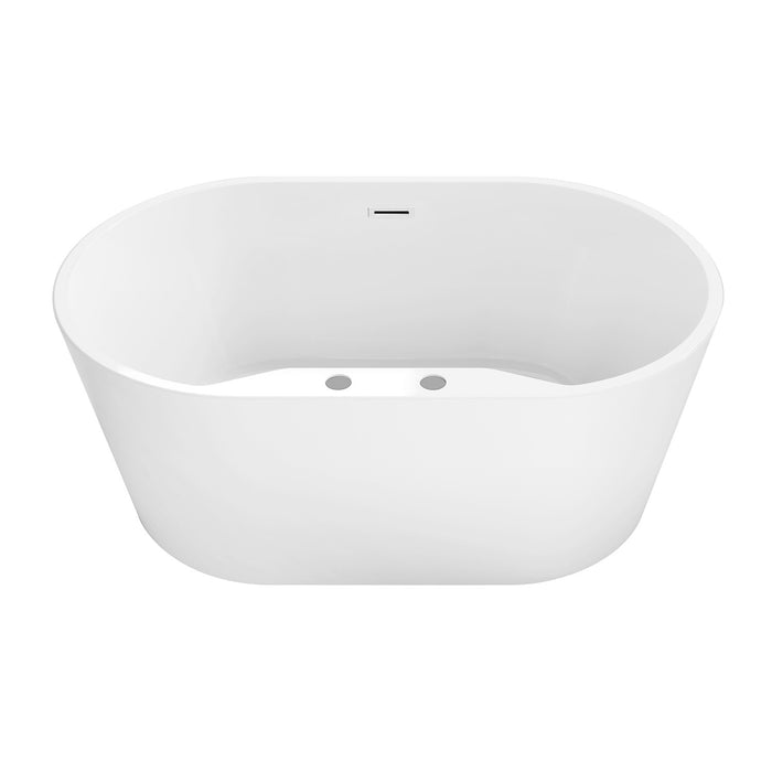 Aqua Eden VT7DE553423 55-Inch Acrylic Oval Double Ended Freestanding Tub with Drain, Glossy White