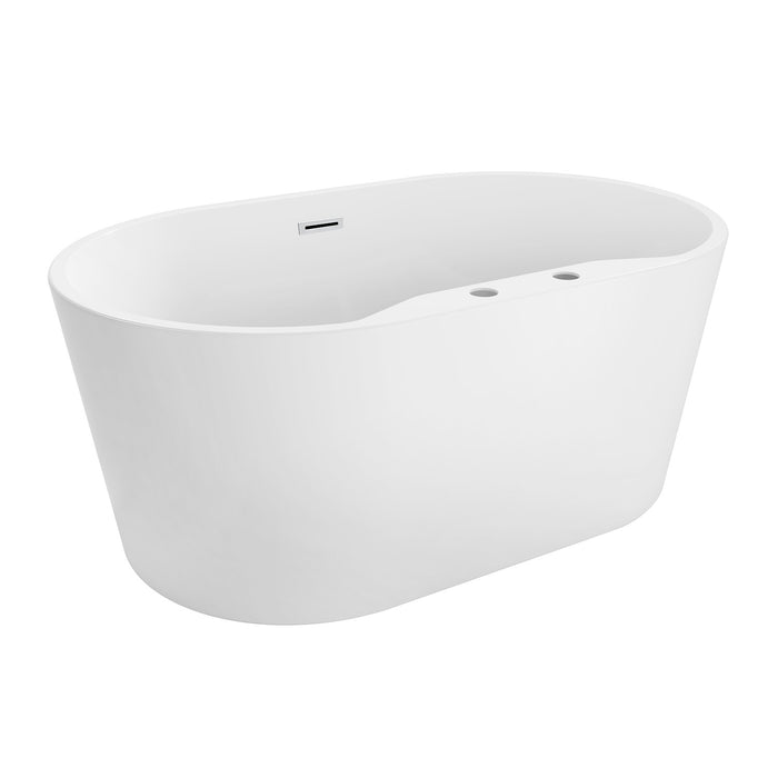 Aqua Eden VT7DE553423 55-Inch Acrylic Oval Double Ended Freestanding Tub with Drain, Glossy White