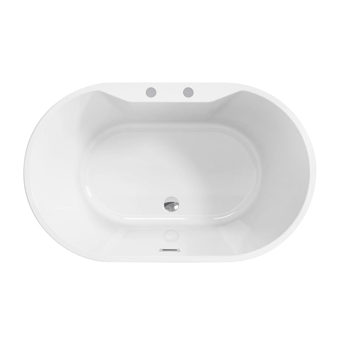 Aqua Eden VT7DE553423 55-Inch Acrylic Oval Double Ended Freestanding Tub with Drain, Glossy White