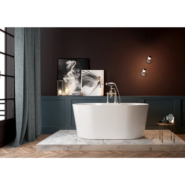 Aqua Eden VT7DE553423 55-Inch Acrylic Oval Double Ended Freestanding Tub with Drain, Glossy White