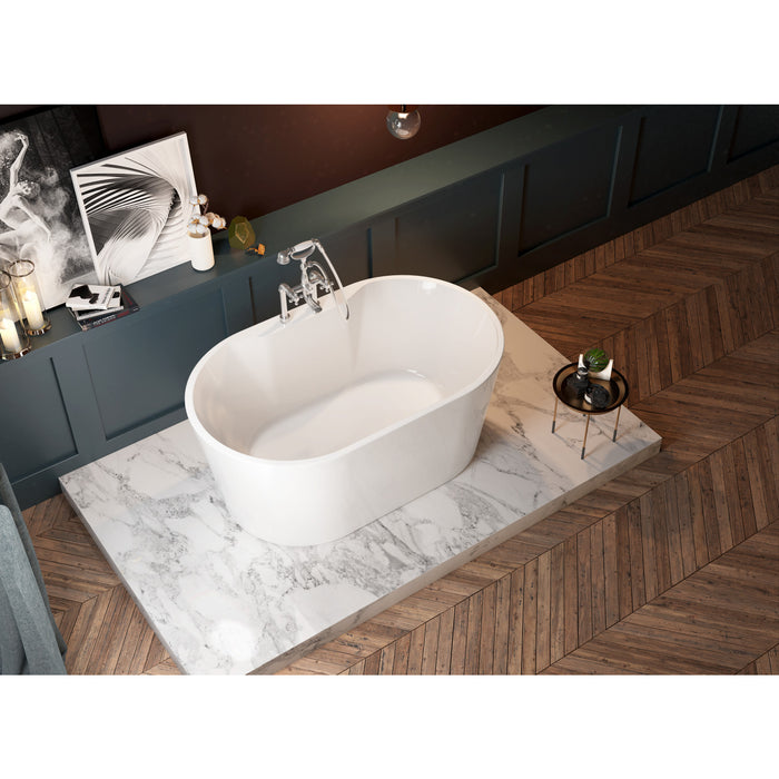 Aqua Eden VT7DE553423 55-Inch Acrylic Oval Double Ended Freestanding Tub with Drain, Glossy White