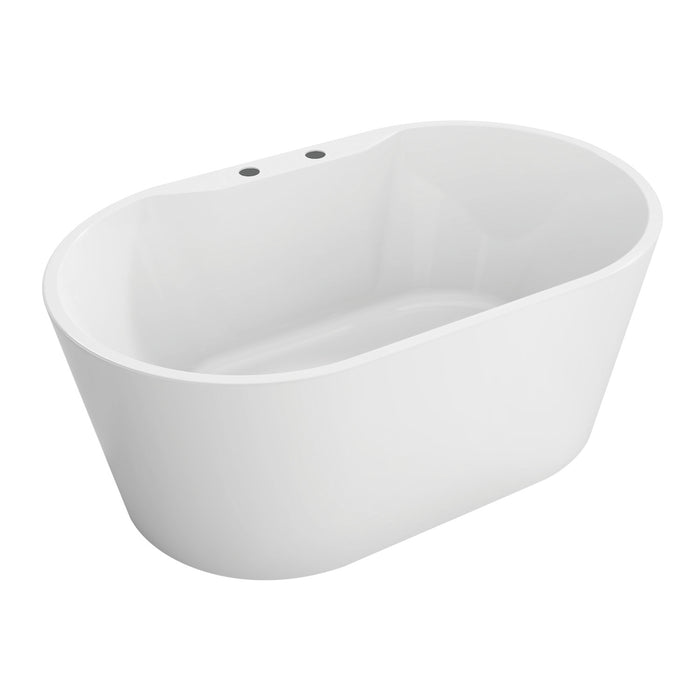 Aqua Eden VT7DE553423 55-Inch Acrylic Oval Double Ended Freestanding Tub with Drain, Glossy White