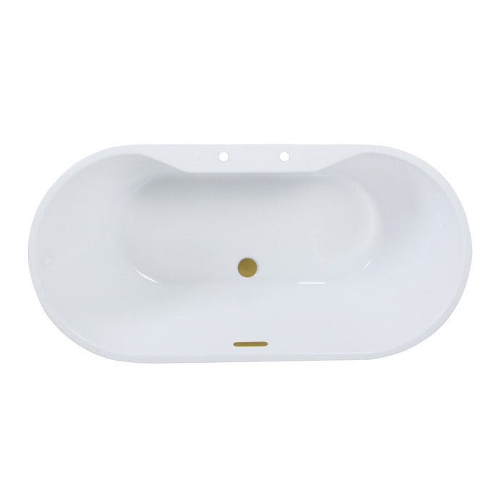 Kingston Sona VT7DE593023C427 - Aqua Eden 59-Inch Acrylic Oval Double Ended Freestanding Tub with Drain, Glossy White/Brushed Brass