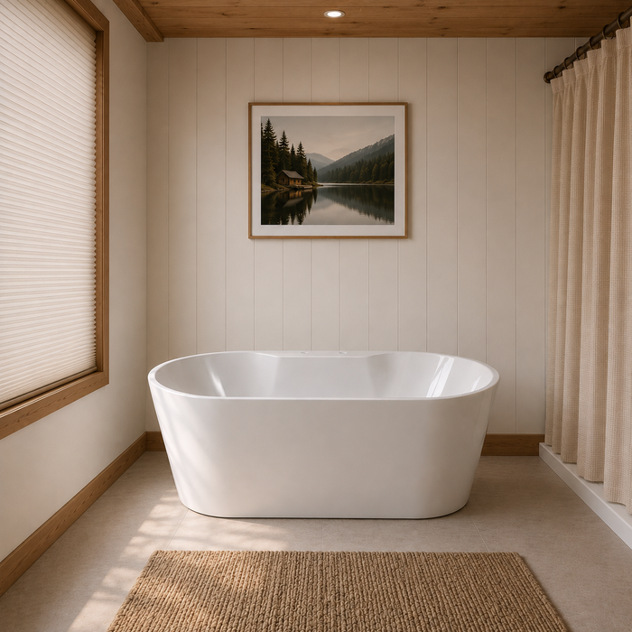 Kingston Sona VT7DE633023C420 - Aqua Eden 63-Inch Acrylic Oval Double Ended Freestanding Tub with Drain, Glossy White/Matte Black