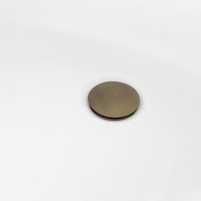 Aqua Eden VT7DE673223C423 67-Inch Acrylic Oval Double Ended Freestanding Tub with Drain, Glossy White/Antique Brass