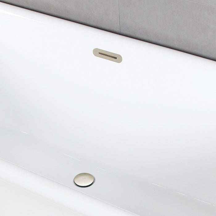 Kingston Sona VT7DE673223C426 - Aqua Eden 67-Inch Acrylic Oval Double Ended Freestanding Tub with Drain, Glossy White/Polished Nickel