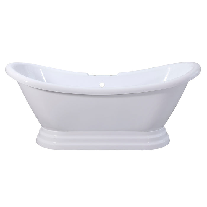 Aqua Eden VT7DS692828PBA 69-Inch Acrylic Oval Double Slipper Pedestal Tub (7-Inch Faucet Drillings), Glossy White