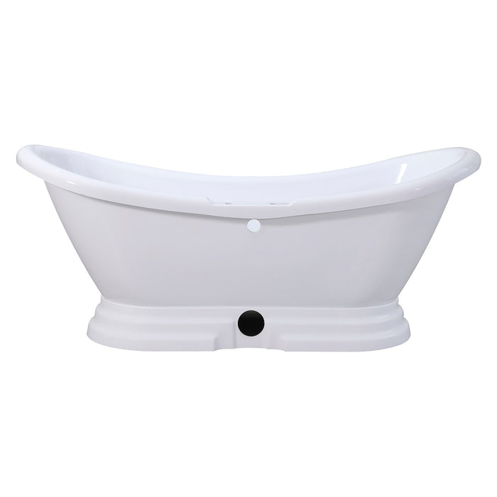 Aqua Eden VT7DS692828PBA 69-Inch Acrylic Oval Double Slipper Pedestal Tub (7-Inch Faucet Drillings), Glossy White