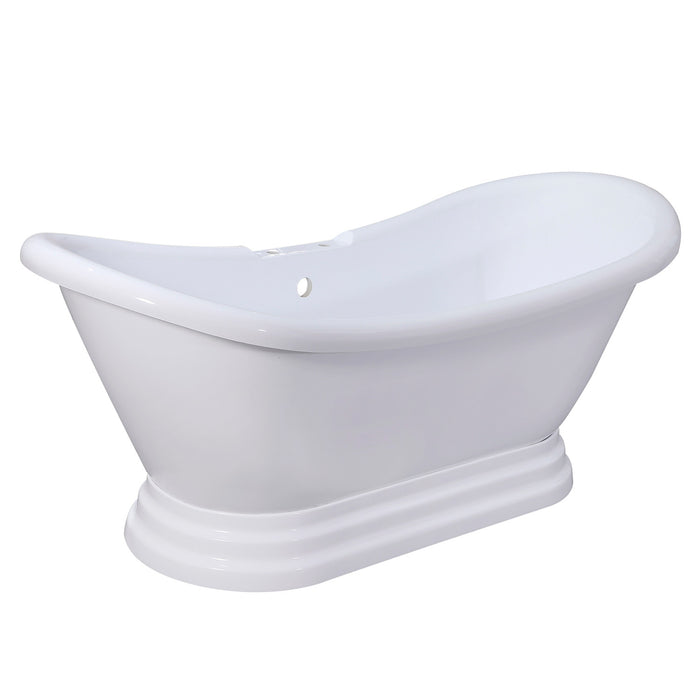 Aqua Eden VT7DS692828PBA 69-Inch Acrylic Oval Double Slipper Pedestal Tub (7-Inch Faucet Drillings), Glossy White